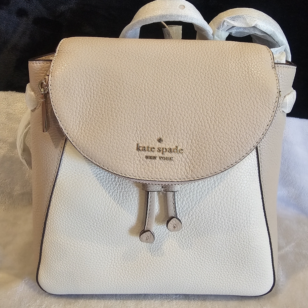Kate Spade Beige and White Leather Women's Backpack - Picture 1 of 4